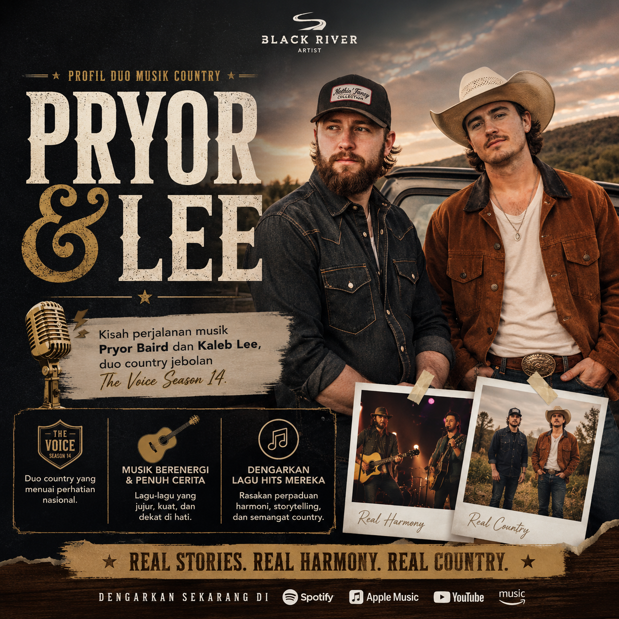 Pryor & Lee tampil di atas panggung musik country
